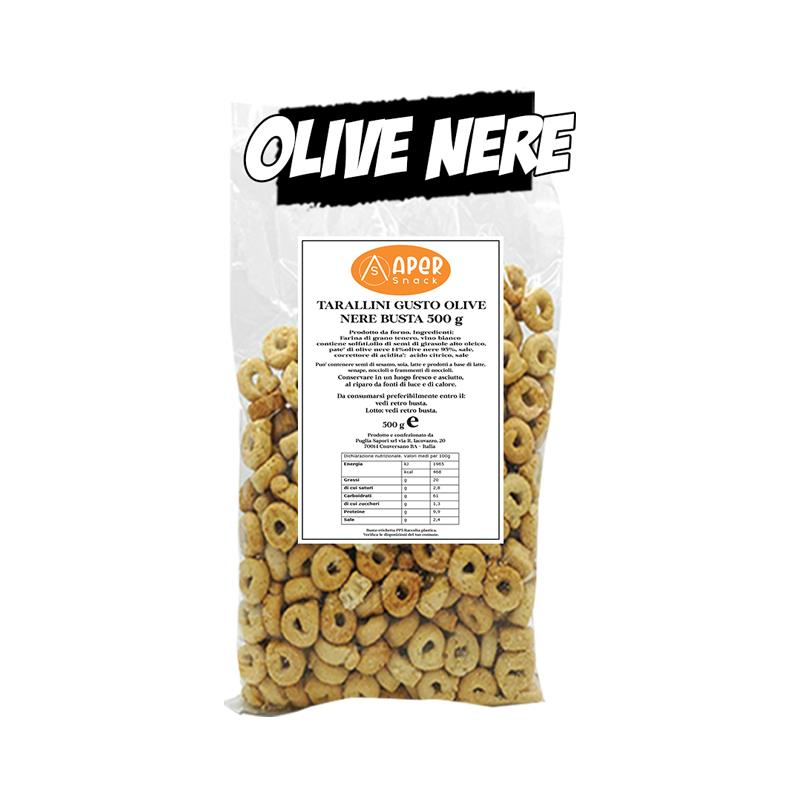 Busta Taralli Alle Olive Nere Gr.500